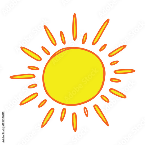 Bright and cheerful sun drawing bringing warmth and happiness to everyone daily