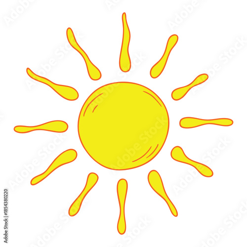 Simple glowing yellow sun radiating warmth light and positive energy daily
