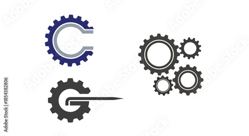Clean and modern vector illustrations of diverse gears and cogs, symbolizing precision, engineering, and the intricate workings of advanced technological systems.