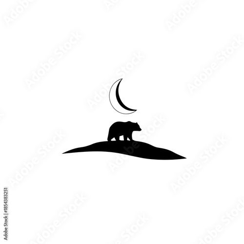 Bear under Crescent Moon