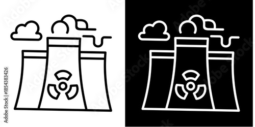 Nuclear Plant Icon Set White Style Collection