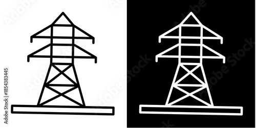 Transmission Tower Icon Set White Style Collection