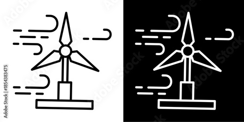 Wind Energy Icon Set White Style Collection