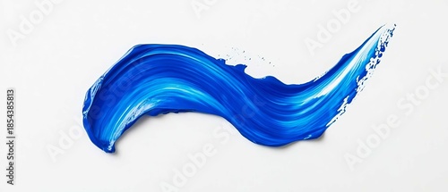 Abstract blue paint stroke texture on white background
