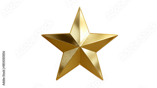 A radiant glossy golden five pointed star symbolizing achievement and victory, ideal for celebrating success, top performance, or prestigious accolades