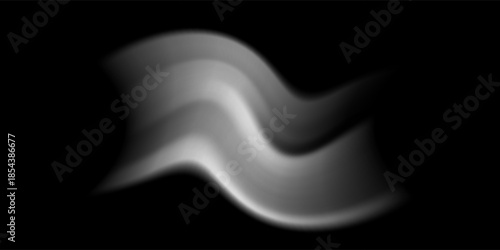 Grey wind lines element. Air stream flow wavy motion trace. Light curve speed effect. Swoosh and swirl stripe path design illustration. Wind blow wave concept. Vector twirl background