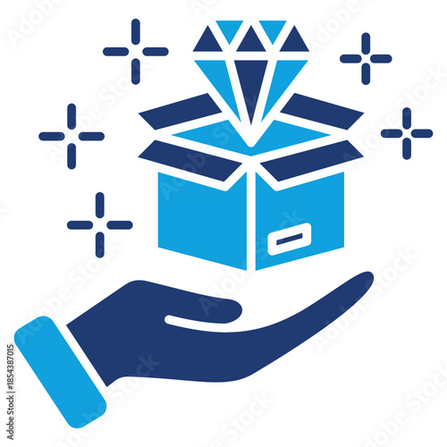 Value Proposition Flat Blue Icon Vector Illustration