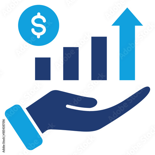 Profitability Flat Blue Icon Vector Illustration