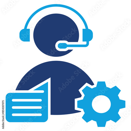 Customer Service Flat Blue Icon Vector Illustration
