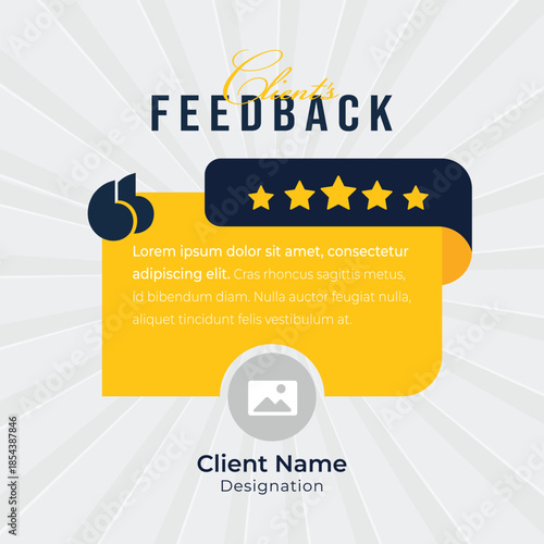 Client or customer review testimonial social media post. Customer or client service feedback review post design template