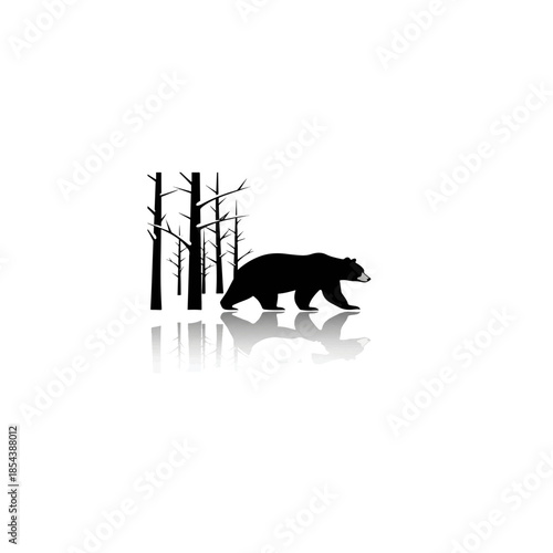 Bear in Forest Silhouette