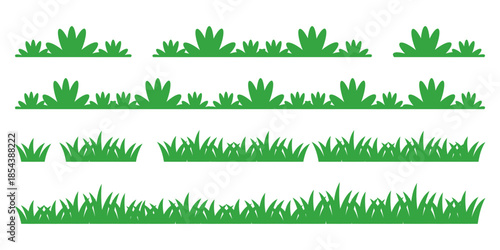 Green grass illustration in flat style. Flower and wild grass plant design	
