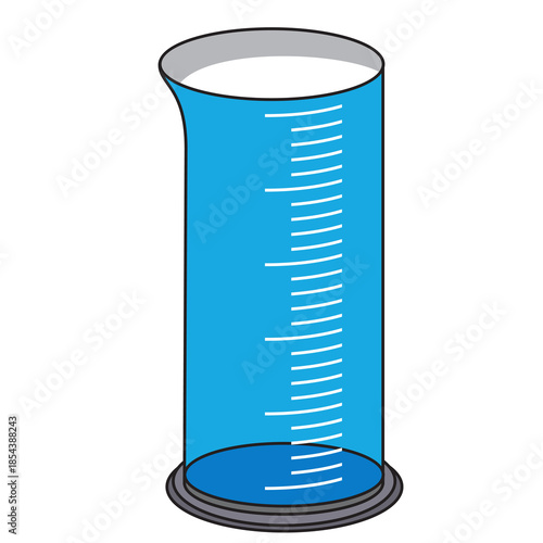 Illustration of a laboratory measuring cylinder, designed in a flat style. Simple design of a laboratory measuring cylinder. Science icon.	