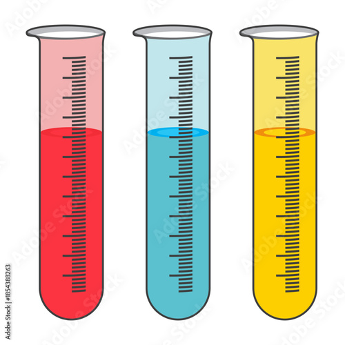 Illustration of a laboratory measuring cylinder, designed in a flat style. Simple design of a laboratory measuring cylinder. Science icon.	