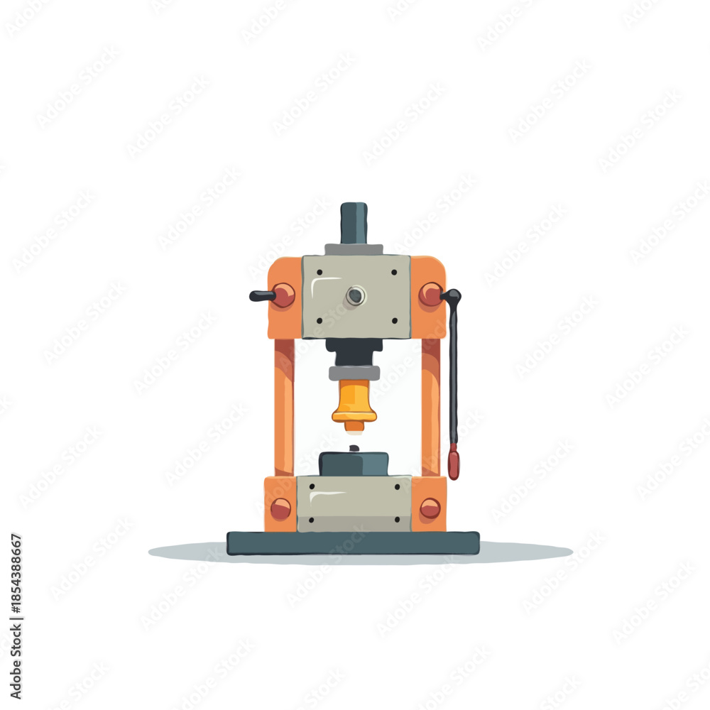 Fototapeta premium Isometric view of an industrial press machine with stylized design for mechanical purposes and