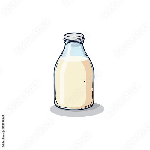 Illustrative depiction of a glass milk bottle featuring an aesthetically pleasing and minimalistic