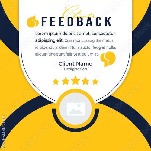 Client or customer review testimonial social media post. Customer or client service feedback review post design template