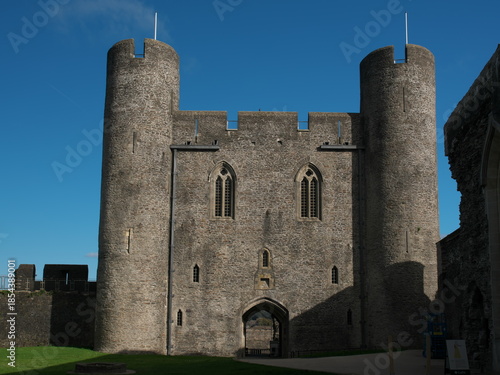 Wales, UK - October 6, 2025: Caerphilly Castle, the biggest castle in Wales
