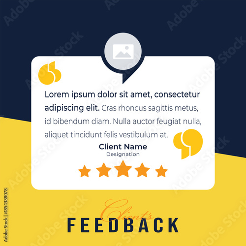 Client or customer review testimonial social media post. Customer or client service feedback review post design template
