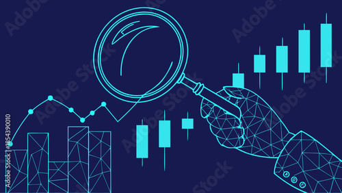 Financial Market Data Analysis Investment Business Strategy Growth with vector illustration