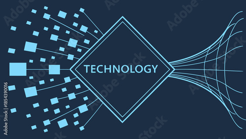 Digital Technology Data Flow Abstract Processing Concept Background with vector illustration