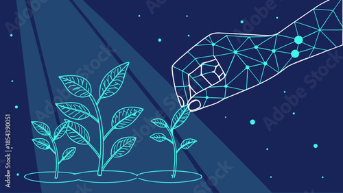 Digital Technology Nurturing Growth: Innovation, Sustainability, Future with vector illustration