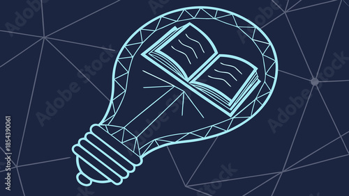 Digital Education Knowledge Lightbulb Book Concept Illustration with vector illustration