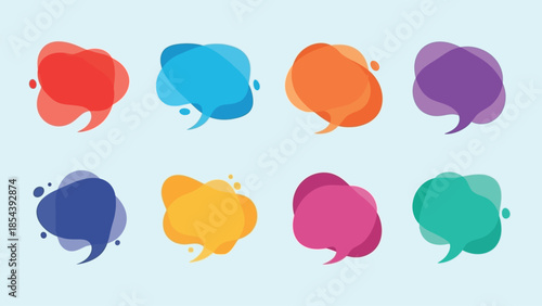 Colorful speech bubble icons representing communication and conversation