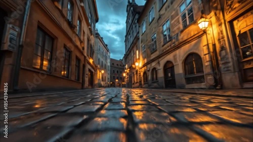 extreme low angle group shot from cobblestone path 4K Videos