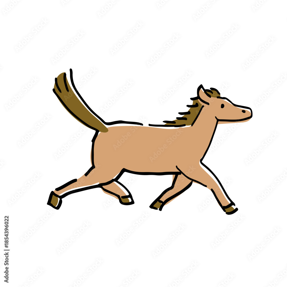 Obraz premium Perfect for 2026 Year of the Horse: Cute Running Horse Color Art for New Year Cards