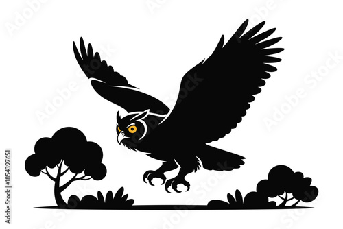Majestic Owl in Flight Silhouette, wisdom concept