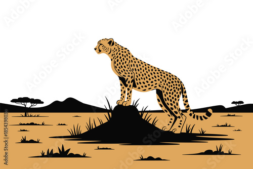 Cheetah Surveying the African Savanna, speed concept