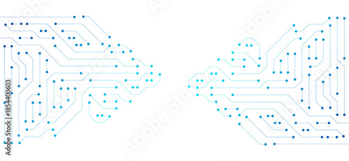 Circuit Board Electronics Digital Technology Banner Blue. Gradient Circuit Board Technology Background Vector