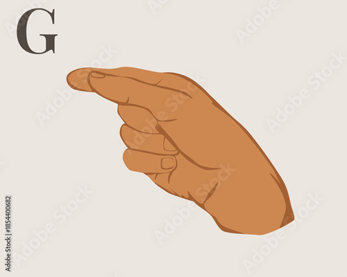 Hand Sign Language Letter G Vector. American Sign Language ASL Alphabet Vector. Editable Vector