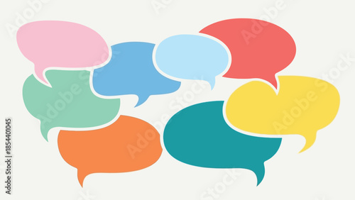 Collection of colorful speech bubbles representing communication and ideas