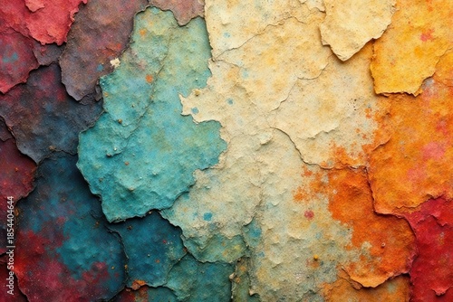 Wallpaper Mural Abstract Colorful Cracked Paint Texture A Multifaceted Visual Depiction of Aged, Weathered Surface Torontodigital.ca
