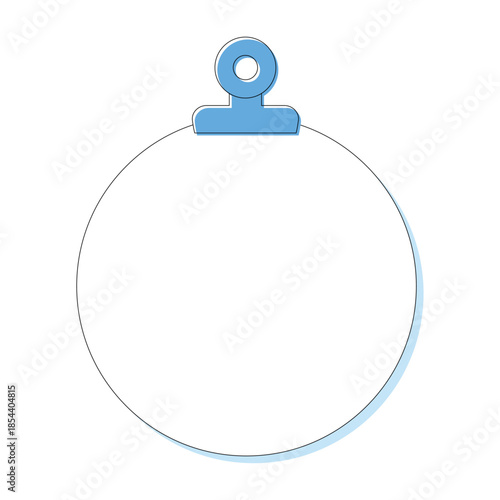 青クリップ付きの丸いメモ用紙のイラスト