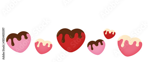 チョコレートがかかったハートのイラストの背景素材/イベント・デコレーション向け素材/Chocolate covered heart illustration background material