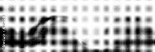 Grunge halftone gradient background. Faded grit noise texture. White and black sand wallpaper. Retro pixelated backdrop. Anime or manga style comic overlay. Vector graphic design textured template