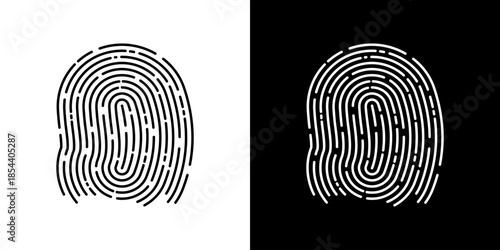 Fingerprint Scan in Black and White Line style . Concept of digital security, electronic scanning screen. Cyber ​​technology . Vector design minimal for your design