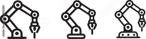  Robotic surgery icons. Robotics surgery specialist. Icon set. Set logo of robotic surgery mechanical precision hand silhouette vector illustration.