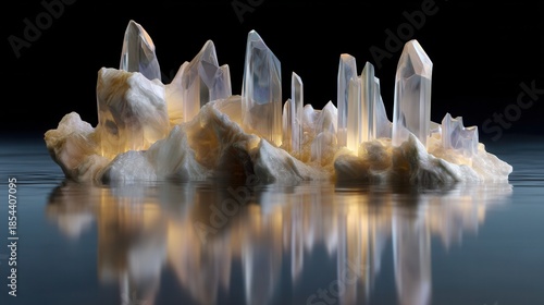 Crystal Formation on a Calm Surface with Soft Light Reflection