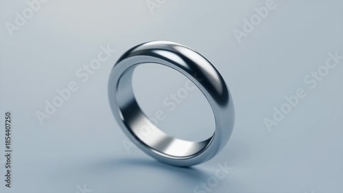 closeup of a minimalist silver ring with cold soft light