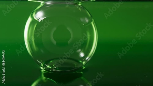 Water droplet striking surface creating a beautiful dome-shaped splash and then receding