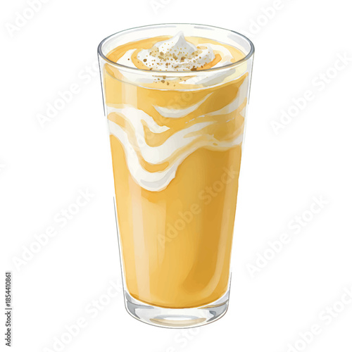 Mango Lassi Cocktail Watercolor Vector Illustration
