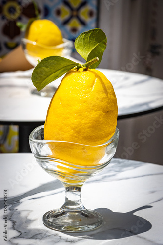 ice cream with lemon, typical dessert, lemon, amalfi, amalfi coast, amalfitana, italy, europe