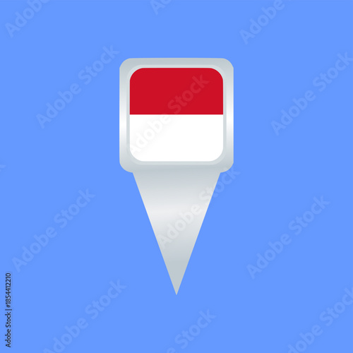 Monaco Flag Location Pin Icon. Glossy Map Pointer Vector Illustration. Ideal for travel apps, navigation maps, geographic markers, tourism projects