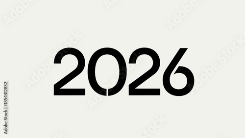 Minimalist black text 2026 graphic on a neutral beige background