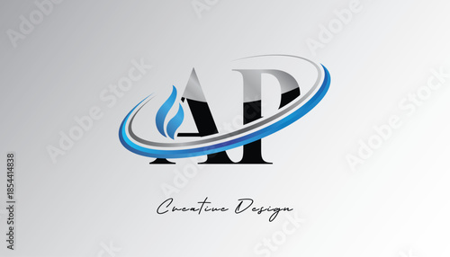 AP Flame Swoosh Monogram Logo – Energy, Tech & Futuristic Branding