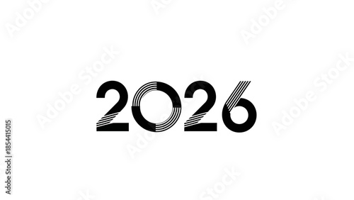 modern graphic design of the year 2026 in black and white minimalist style